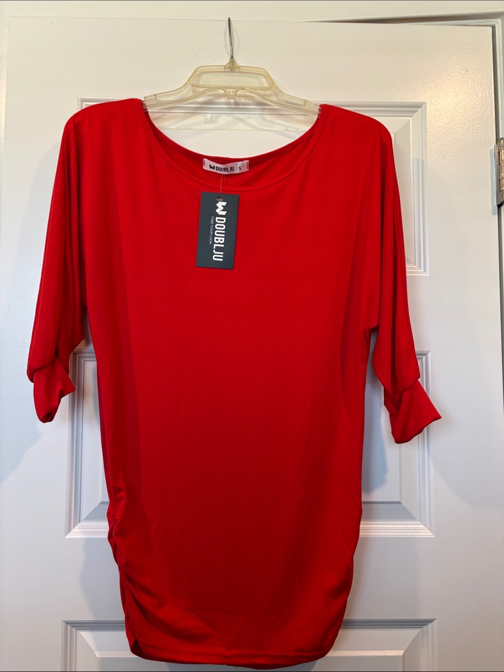Doublju Red Dolman Sleeve Tunic Top